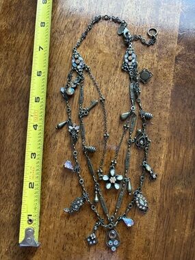 Sorrelli Antique Brass Multi-Strand Necklace with Iridescent and White Accents